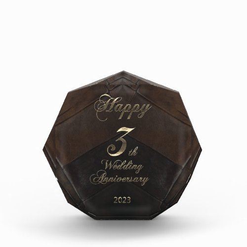 2023 Leather Wedding Happy 3th Anniversary Photo Block