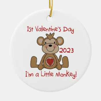 2023 Little Monkey 1st Valentine's Day Ornament by valentines_store at Zazzle