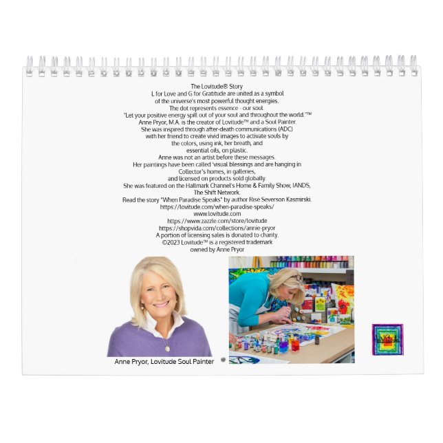 2023 Lovitude Gratitude Calendar by Anne Pryor (Back)