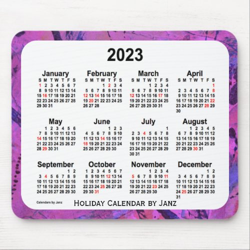 2023 Magenta Holiday Art Calendar by Janz Mouse Pad