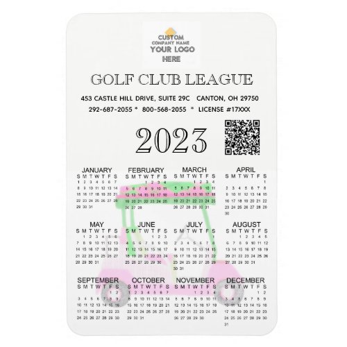 2023 Magnet Calendar Golf Club League Logo QR Code
