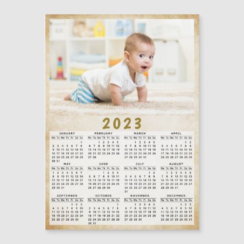 2023 Magnetic Calendar Custom Photo Monday 1st Day