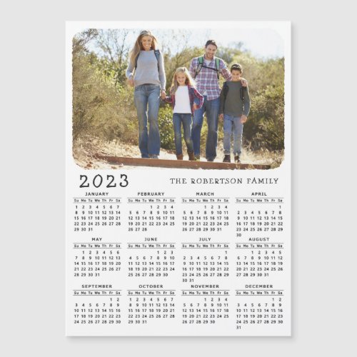 2023 Magnetic Calendar Family Photo White Black