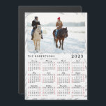2023 Magnetic Photo Calendar Gray White Red Marble<br><div class="desc">Create a unique 2023 photo calendar magnet for a refrigerator by uploading a personal picture and typing your family name or another text. Saturdays and Sundays are in red and months are in script font on this design. It's a practical gift idea for Thanksgiving Day, Christmas, New Year and other...</div>