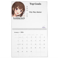 2024 Anime Girl Calendar 12 Month Calendar Spiral Bound 