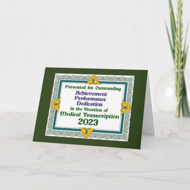 2023 Medical Transcriptionist Achievement Card (Front)