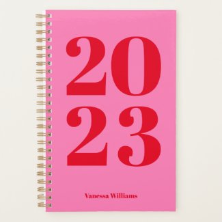 2023 Modern Bold Red - Hot Pink Typography Planner