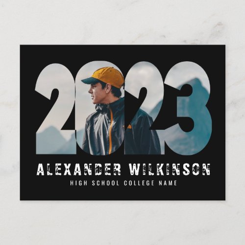 2023 Modern Bold Script Simple Photo Graduation Announcement Postcard