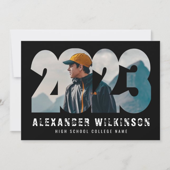 2023 Modern Bold Script Trendy 4 Photo Graduation Invitation (Front)