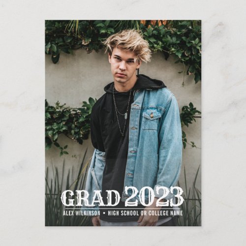 2023 Modern Bold Typography Photo Graduation Party Invitation Postcard