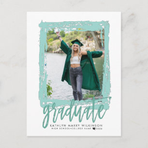 2023 Modern Brush Scrip Photo Graduation Party  Invitation Postcard