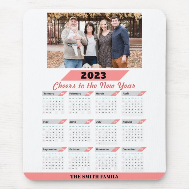 2023 Modern Family Custom Photo with Full Calendar Mouse Pad (Front)