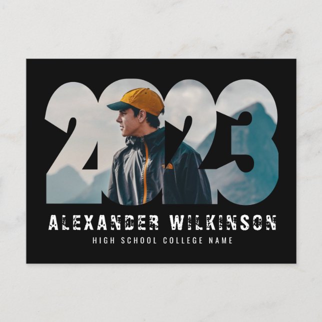 2023 Modern Minimalist Trendy Photo Graduation Invitation Postcard (Front)