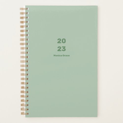 2023 modern minimalist weekly monthly name green   planner