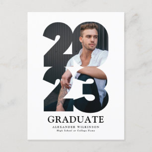 2023 Modern Typography Trendy Photo Graduation Invitation Postcard