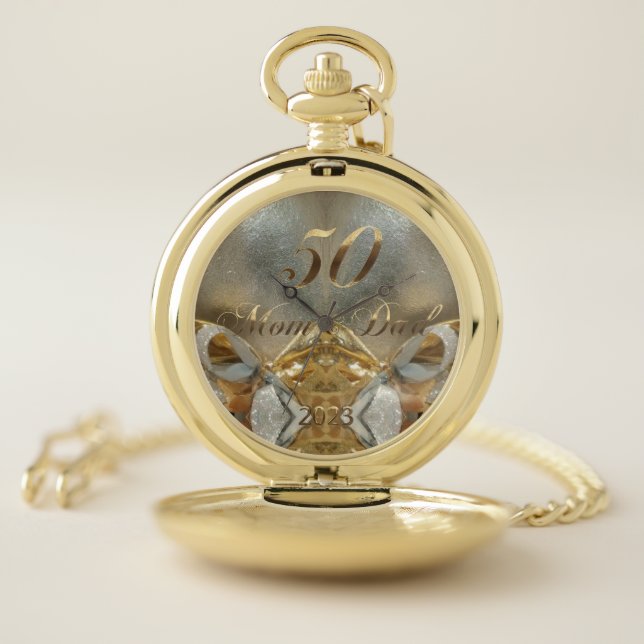 2023 Mom and Dad 50th Anniversary Golden Wedding Pocket Watch (Inside)
