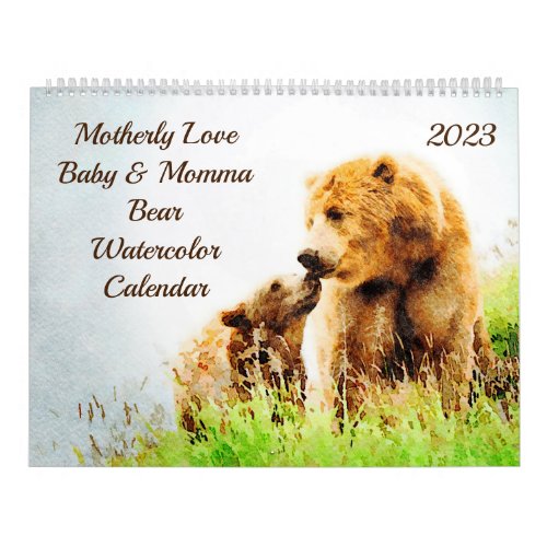2023 Mom Love Baby Momma Bears Watercolor Gift Calendar
