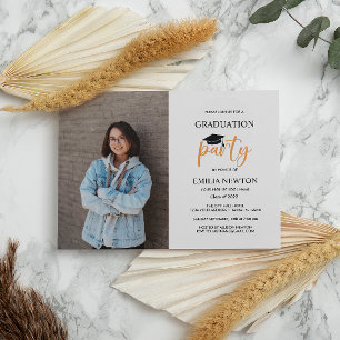  2023 Mustard white Photo Graduation Party  Invitation