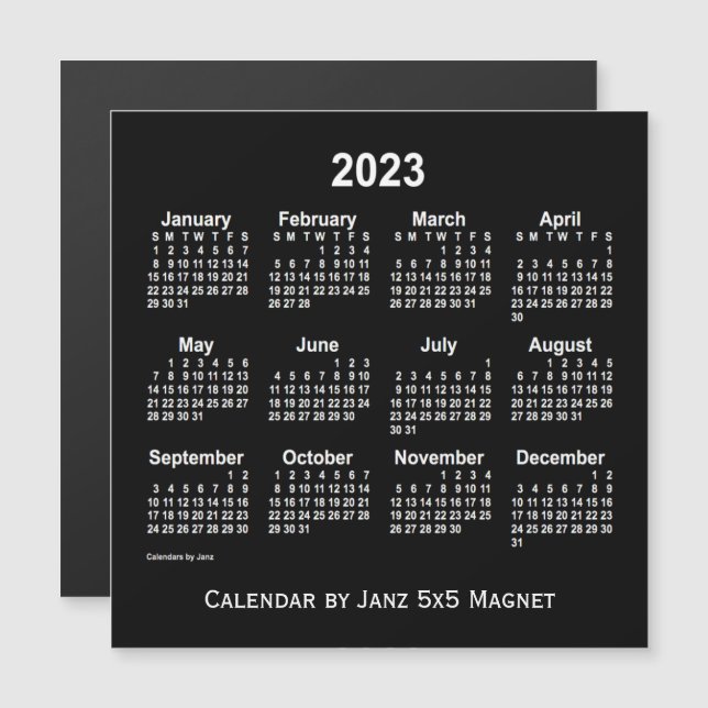 2023 Neon White Calendar by Janz 5x5 Magnet (Front/Back)