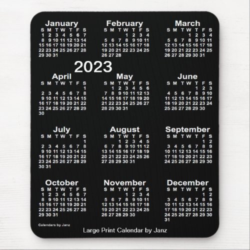 2023 Neon White Large Print Calendar by Janz Mouse Pad