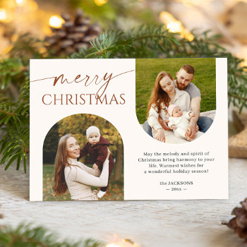 2023 New Design - Boho Merry Christmas 2 Photo Holiday Card by CardHunter at Zazzle