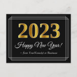 [ Thumbnail: 2023 New Year - Fancy, Luxurious, Faux Gold Look Postcard ]