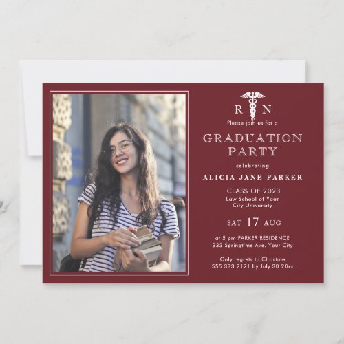 2023 Nursing school graduation modern photo Invitation