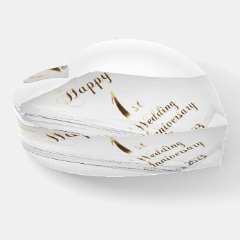 2023 Paper Wedding Happy 1st Anniversary Paperweig Paperweight by YourSparklingShop at Zazzle