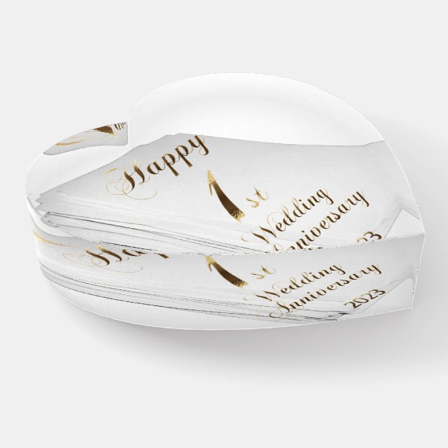 2023 Paper Wedding Happy 1st Anniversary Paperweig Paperweight (Angled)