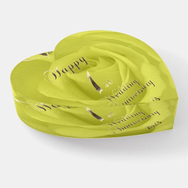 2023 Paper Wedding Happy 1st Anniversary Paperweight (Angled)