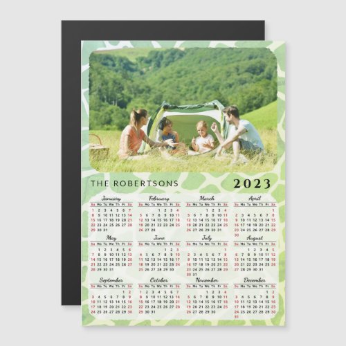 2023 Photo Calendar Magnet Family Name Green