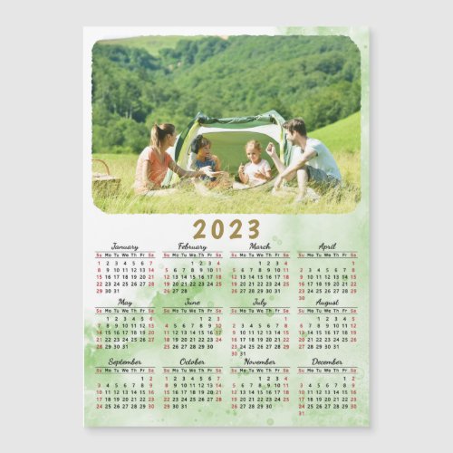 2023 Photo Calendar Magnet Green Nebula Red Black