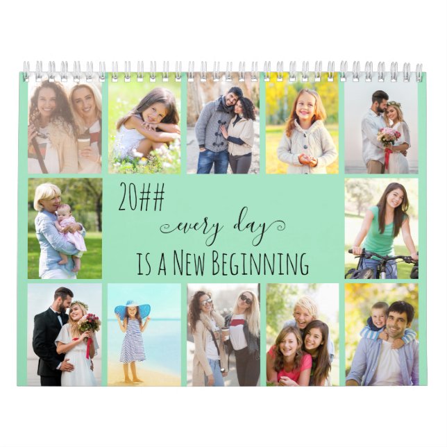 2023 Photo Collage Monthly Photo and Notes Seafoam Calendar (Cover)