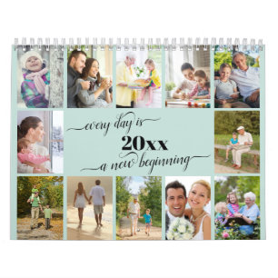2023 Photo Collage Monthly Photo & Reminders Blue Calendar