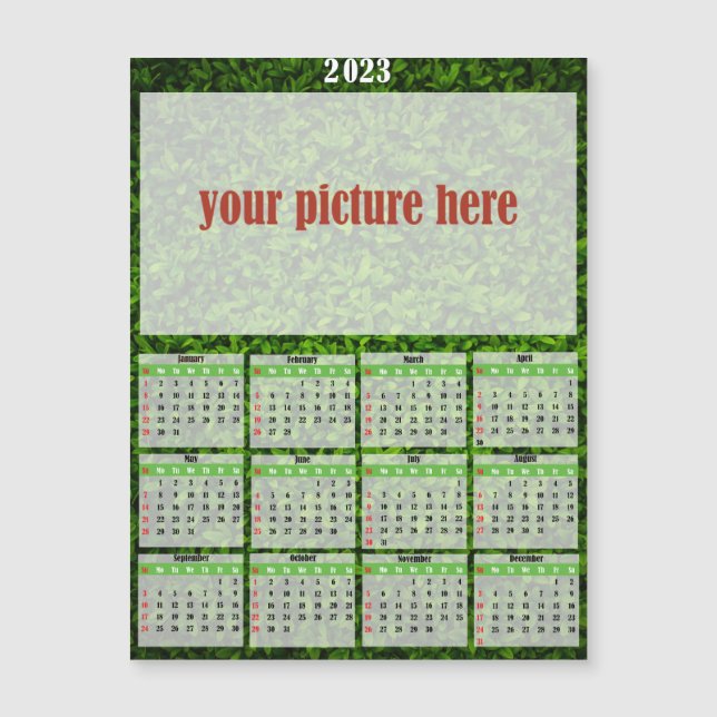 2023 Photo Personalized Fridge Magnet Calendar (Front)