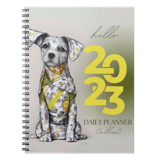 2023 Planner - Happy dog by CallisC  Notebook (Front)