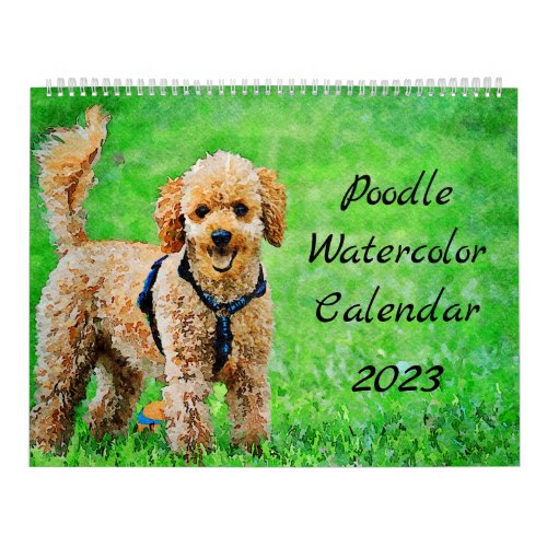 2023 Poodle Dogs Watercolor Poodles Painting Gift Calendar