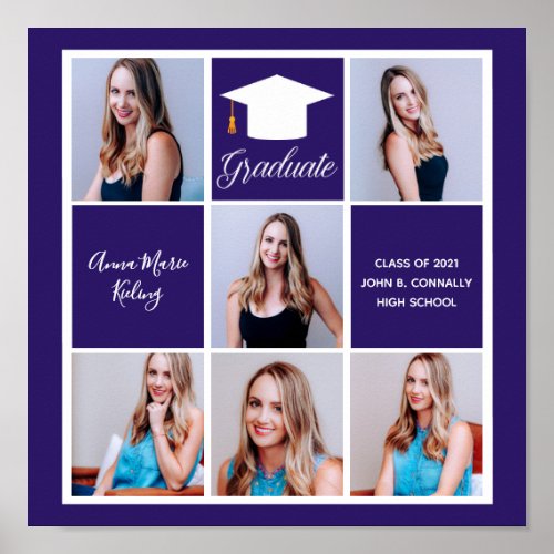 2023 Purple Senior Photo Collage Graduation Party Poster