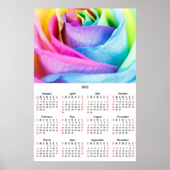 2023 Rainbow Rose Wall Calendar Poster by giftsbygenius at Zazzle