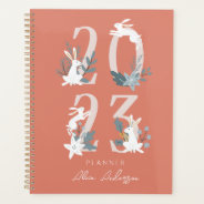 2023 Red Winter Floral & Foliage Bunny Planner at Zazzle