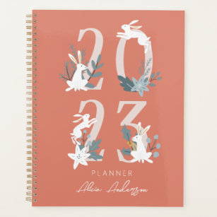 2023 Red Winter Floral & Foliage Bunny Planner