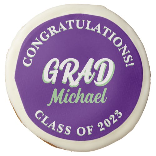 2023 Retro Purple Simple Grad Party Sugar Cookie