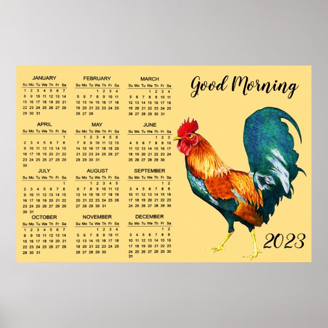2023 Rooster Bird Animal Calendar Poster