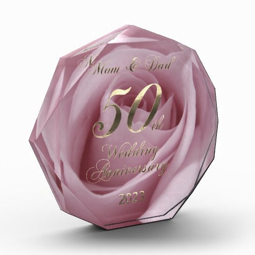 2023 Rose Golden Wedding 50th Anniversary Parents Acrylic Award