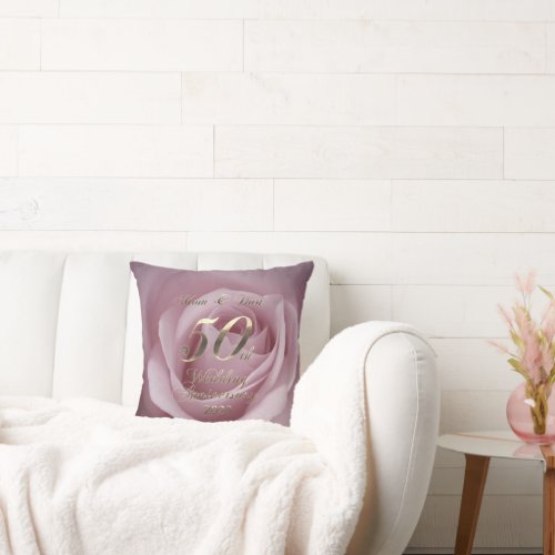 2023 Rose Golden Wedding 50th Anniversary Parents Throw Pillow