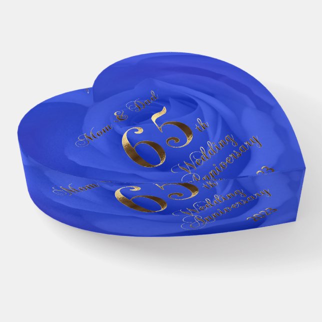 2023 Sapphire Wedding 65th Anniversary Parents Paperweight (Angled)