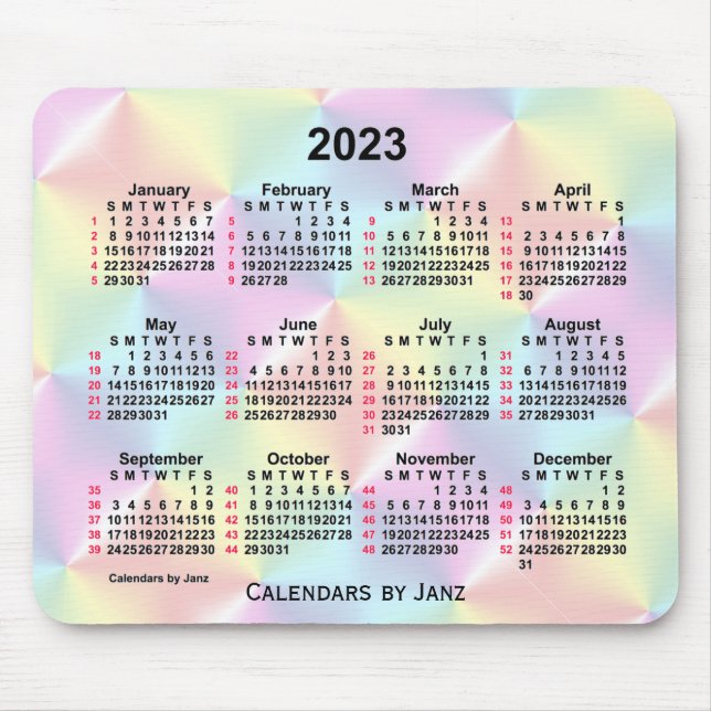 2023 Satin Rainbow 52 Weeks Calendar by Janz Mouse Pad (Front)
