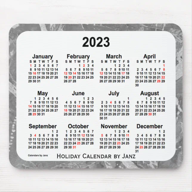 2023 Silver Holiday Art Calendar By Janz Mouse Pad Zazzle 9331