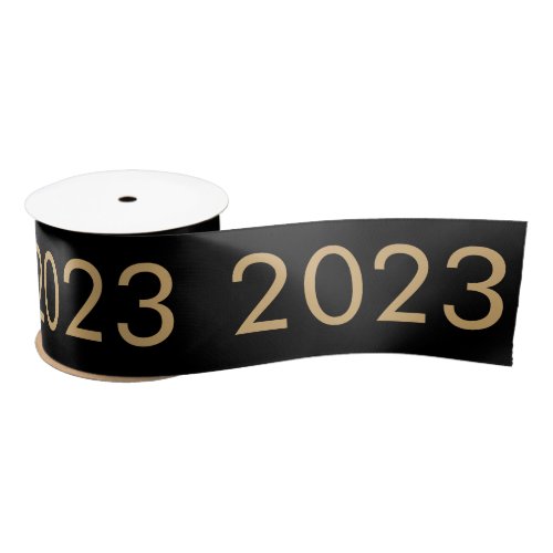 2023 Simple pattern Year Black Gold  Satin Ribbon
