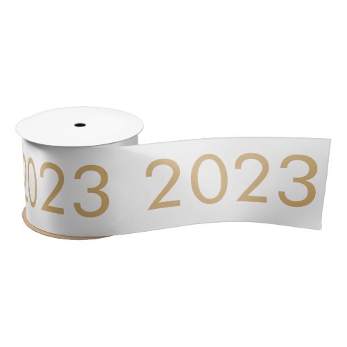 2023 Simple pattern Year White Gold  Satin Ribbon